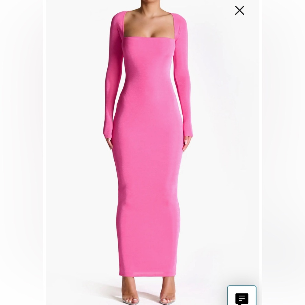 Naked Wardrobe Square Neck Maxi Dress - Pink, Size XS, New Without Tags